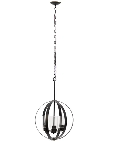 Lalia Home 3-light 18in Adjustable Industrial Globe Hanging Metal And Clear  Glass Ceiling Pendant In Gold