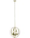Lalia Home 3-light 18in Adjustable Industrial Globe Hanging Metal And Clear  Glass Ceiling Pendant In Gold