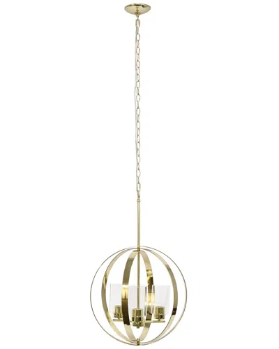 Lalia Home 3-light 18in Adjustable Industrial Globe Hanging Metal And Clear  Glass Ceiling Pendant In Gold