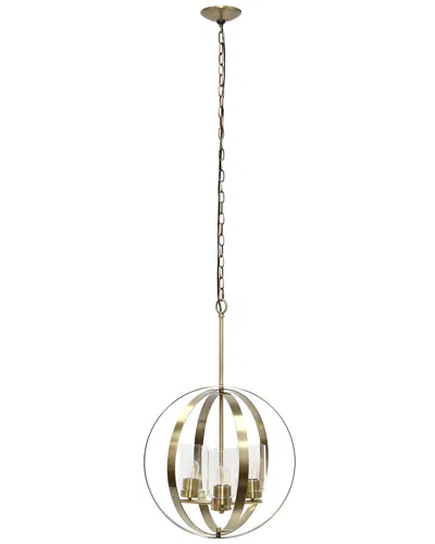 Lalia Home 3-light 18in Adjustable Industrial Globe Hanging Metal And Clear  Glass Ceiling Pendant In Gold