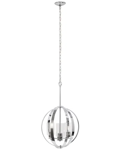 Lalia Home 3-light 18in Adjustable Industrial Globe Hanging Metal And Clear  Glass Ceiling Pendant In Silver
