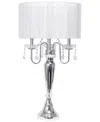 Lalia Home 31" Chrome Cascading Crystal Table Lamp In Chrome,white Shade