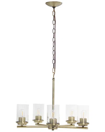 Lalia Home 5-light 20.5in Classic Contemporary Clear Glass And Metal Hanging  Pendant Chandelier In Gold