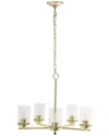 Lalia Home 5-light 20.5in Classic Contemporary Clear Glass And Metal Hanging  Pendant Chandelier In Gold