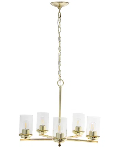 Lalia Home 5-light 20.5in Classic Contemporary Clear Glass And Metal Hanging  Pendant Chandelier In Gold