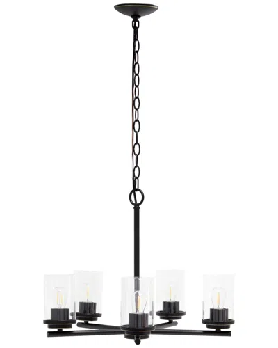 Lalia Home 5-light 20.5in Classic Contemporary Clear Glass And Metal Hanging  Pendant Chandelier In Gold