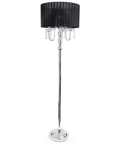 Lalia Home 62" Glamorous Chrome Cascading Crystal Floor Lamp In Chrome,black
