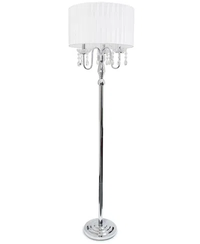 Lalia Home 62" Glamorous Chrome Cascading Crystal Floor Lamp In Chrome,white