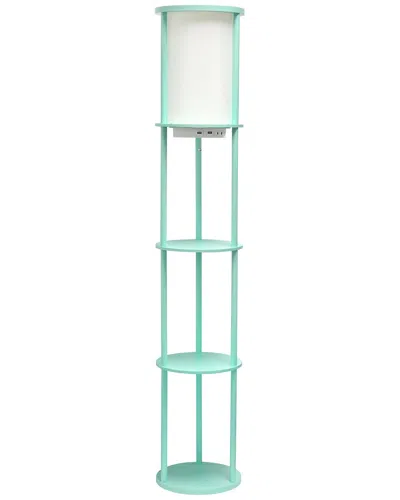 Lalia Home 62.5in Round Modern Shelf Etagere Organizer Storage Floor Lamp In Blue