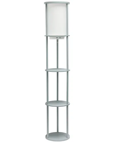 Lalia Home 62.5in Round Modern Shelf Etagere Organizer Storage Floor Lamp In Grey