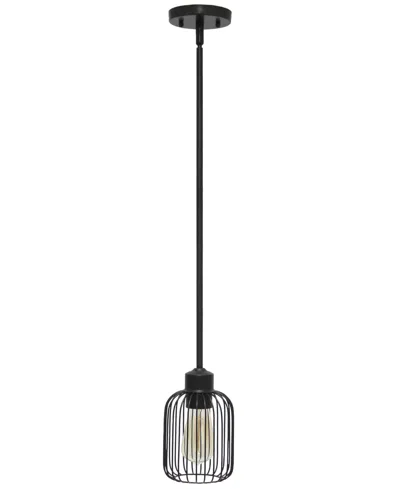 Lalia Home 7" Ironhouse One Light Industrial Decorative Hanging Metal Caged Mini Pendant Ceiling Light Fixture In Black