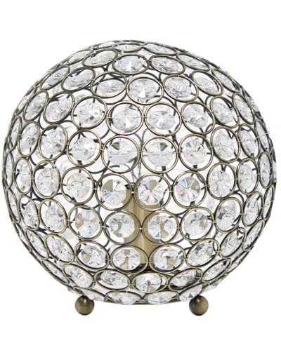 Lalia Home 8" Elipse Medium Contemporary Metal Crystal Round Sphere Glamorous Orb Table Lamp In Antique Brass