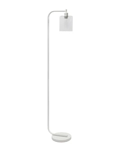 Lalia Home Antique Style Industrial Iron Lantern Floor Lamp In White