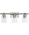 Lalia Home Barnlit Rustic Three Light Metal And Clear Glass Shade Vanity Uplight Downlight Wall Mounted Fixture In Brushed Nickel,gray
