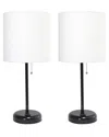 Lalia Home Laila Home Black Stick Lamp With Charging Outlet And Fabric Shade 2pk Set In Black