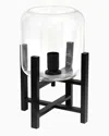 Lalia Home Black Wood Mounted Table Lamp With Clear Glass Cylinder Shade In Black