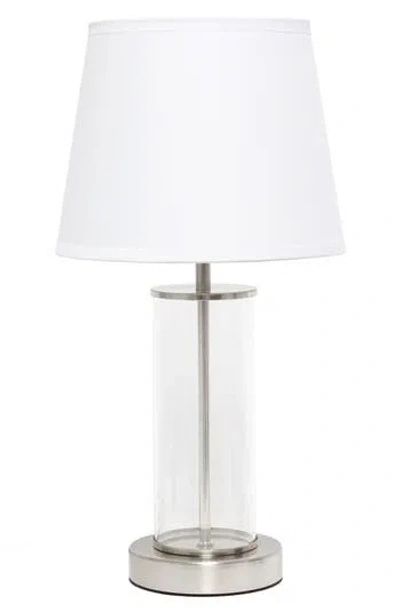 Lalia Home Brushed Metal & Glass Table Lamp In Brushed Nickel/white Shade
