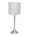 Lalia Home Brushed Nickel Tapered Table Lamp With Polka Dot Fabric Drum Shade In Nickel