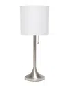 Lalia Home Brushed Nickel Tapered Table Lamp With White Fabric Drum Shade In Nickel