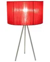 Lalia Home Laila Home Brushed Nickel Tripod Table Lamp With Pleated Silk Sheer Shade In Brown