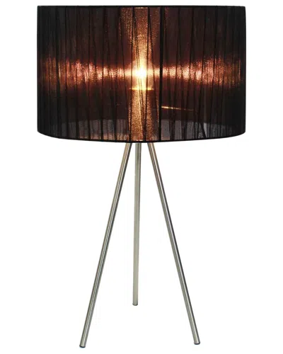 Lalia Home Laila Home Brushed Nickel Tripod Table Lamp With Pleated Silk Sheer Shade In Brown