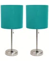 Lalia Home Laila Home Brushed Steel Stick Lamp With Charging Outlet And Fabric Shade 2pk Set In Brown