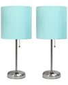 Lalia Home Laila Home Brushed Steel Stick Lamp With Charging Outlet And Fabric Shade 2pk Set In Brown