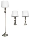 Lalia Home Laila Home Brushed Steel Three Pack Lamp Set (2 Table Lamps In Brown