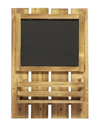 Lalia Home Chalkboard Sign With Key Holder Hooks And Mail Storage In Brown