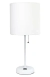 Lalia Home Creekwood Home Oslo 19.5 Contemporary Bedside Power Outlet Base Standard Metal Table Desk Lamp In White/white
