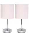 Lalia Home Laila Home Chrome Mini Basic Table Lamp With Fabric Shade 2pk Set In Blush