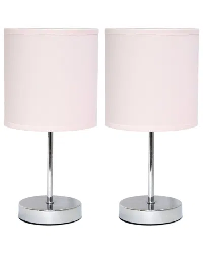 Lalia Home Laila Home Chrome Mini Basic Table Lamp With Fabric Shade 2pk Set In Blush
