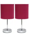 Lalia Home Laila Home Chrome Mini Basic Table Lamp With Fabric Shade 2pk Set In Red