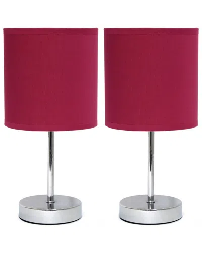 LALIA HOME LALIA HOME CHROME MINI BASIC TABLE LAMP WITH FABRIC SHADE 2PK SET