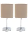 Lalia Home Laila Home Chrome Mini Basic Table Lamp With Fabric Shade 2pk Set In Silver
