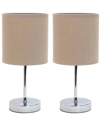 Lalia Home Laila Home Chrome Mini Basic Table Lamp With Fabric Shade 2pk Set In Silver