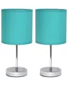 Lalia Home Laila Home Chrome Mini Basic Table Lamp With Fabric Shade 2pk Set In Silver