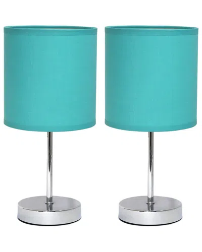 Lalia Home Laila Home Chrome Mini Basic Table Lamp With Fabric Shade 2pk Set In Silver