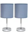 Lalia Home Laila Home Chrome Mini Basic Table Lamp With Fabric Shade 2pk Set In Silver