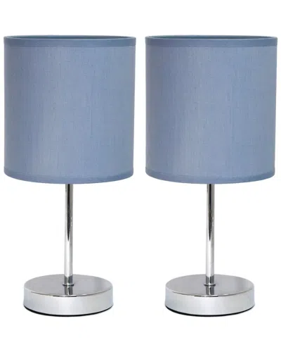 Lalia Home Laila Home Chrome Mini Basic Table Lamp With Fabric Shade 2pk Set In Silver