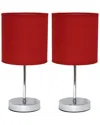 Lalia Home Laila Home Chrome Mini Basic Table Lamp With Fabric Shade 2pk Set In Silver
