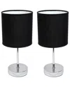 Lalia Home Laila Home Chrome Mini Basic Table Lamp With Fabric Shade 2pk Set In Silver