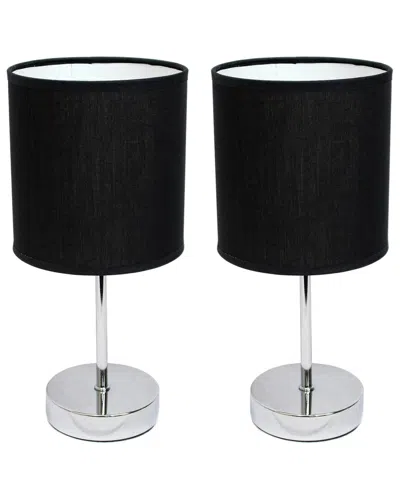 Lalia Home Laila Home Chrome Mini Basic Table Lamp With Fabric Shade 2pk Set In Silver