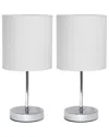 Lalia Home Laila Home Chrome Mini Basic Table Lamp With Fabric Shade 2pk Set In Silver
