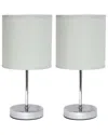 Lalia Home Laila Home Chrome Mini Basic Table Lamp With Fabric Shade 2pk Set In Slate