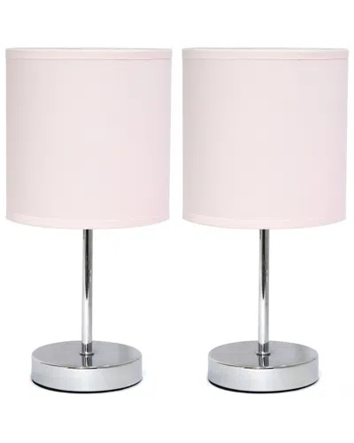 Lalia Home Laila Home Chrome Mini Basic Table Lamp With Fabric Shade In Blush