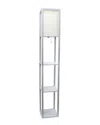 Lalia Home Column Shelf Floor Lamp With Linen Shade In Gray