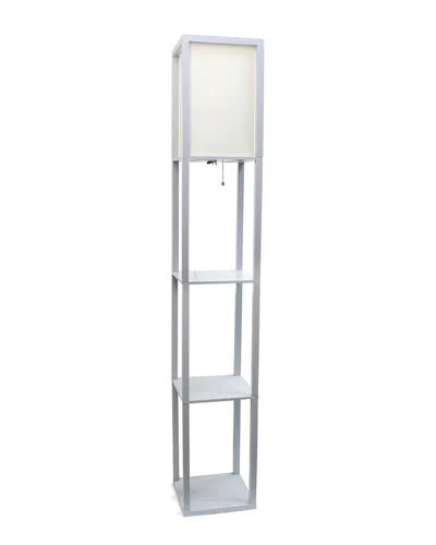 Lalia Home Column Shelf Floor Lamp With Linen Shade In Gray