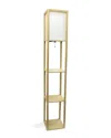 Lalia Home Column Shelf Floor Lamp With Linen Shade In Tan