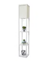 Lalia Home Column Shelf Floor Lamp With Linen Shade In White
